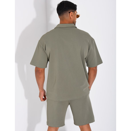Ensemble short et chemise en nid d'abeille