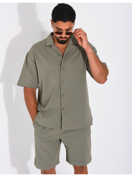 Ensemble short et chemise en nid d'abeille