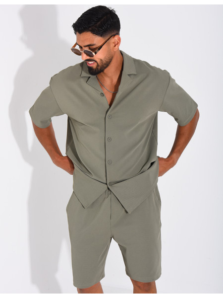 Ensemble short et chemise en nid d'abeille