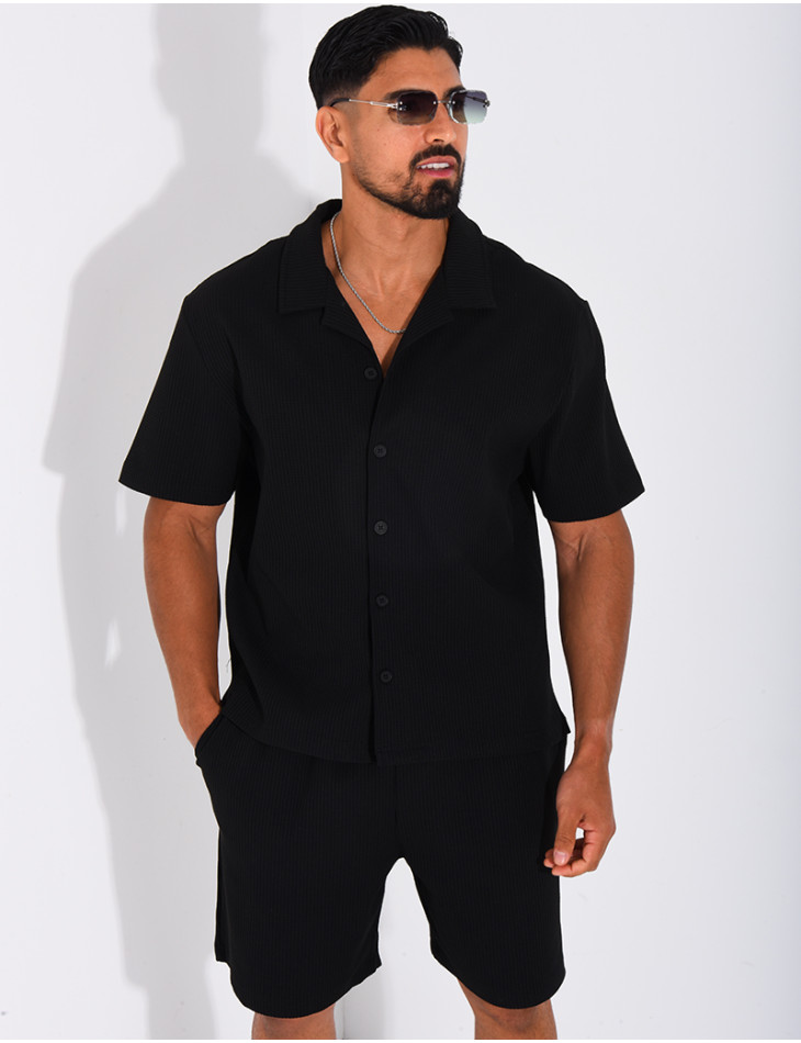 Ensemble gaufré short et chemise