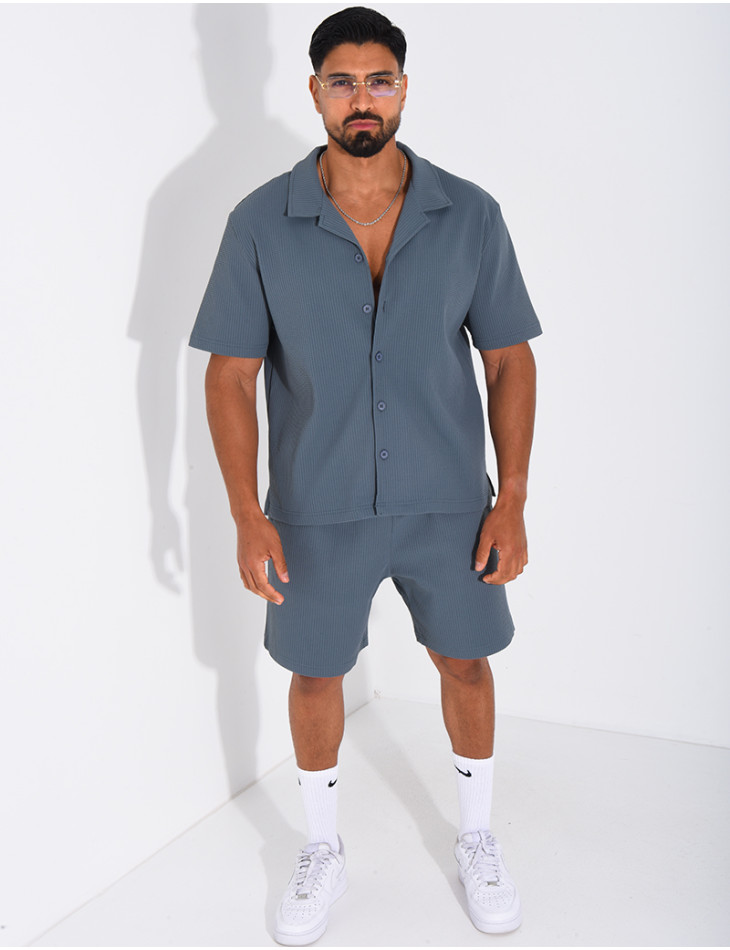 Ensemble gaufré short et chemise