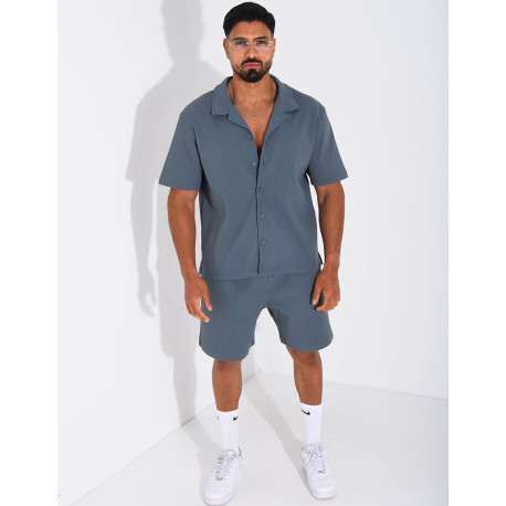 Ensemble gaufré short et chemise