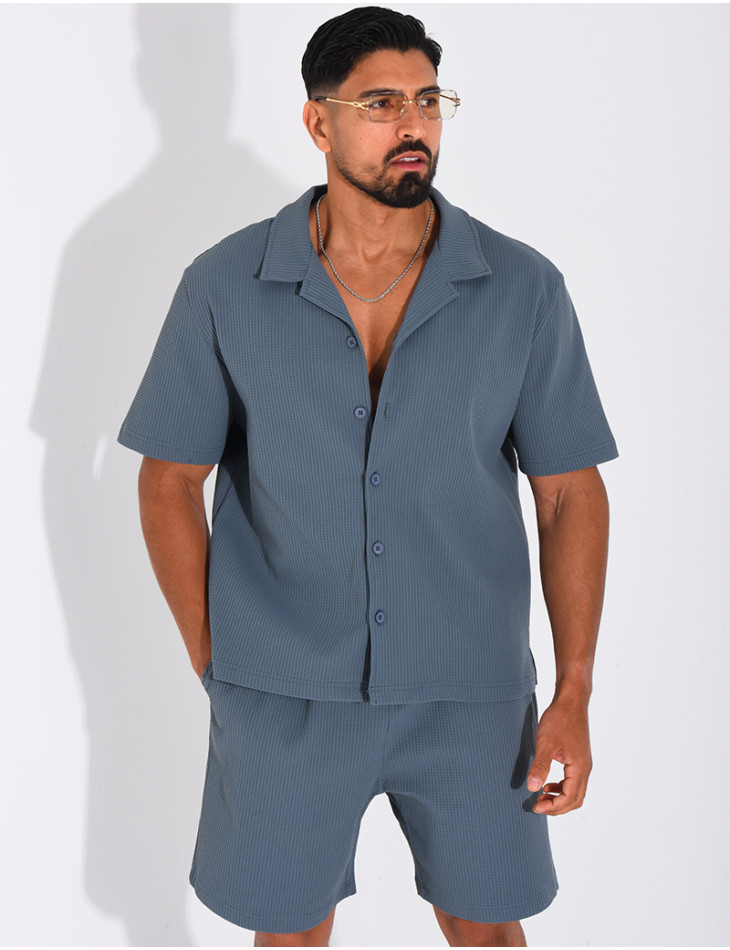 Ensemble gaufré short et chemise