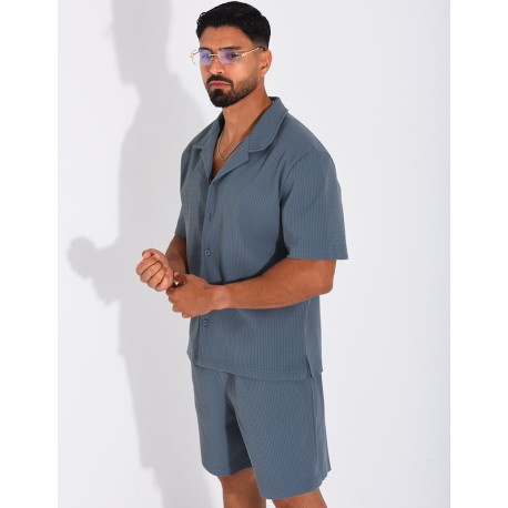 Ensemble gaufré short et chemise