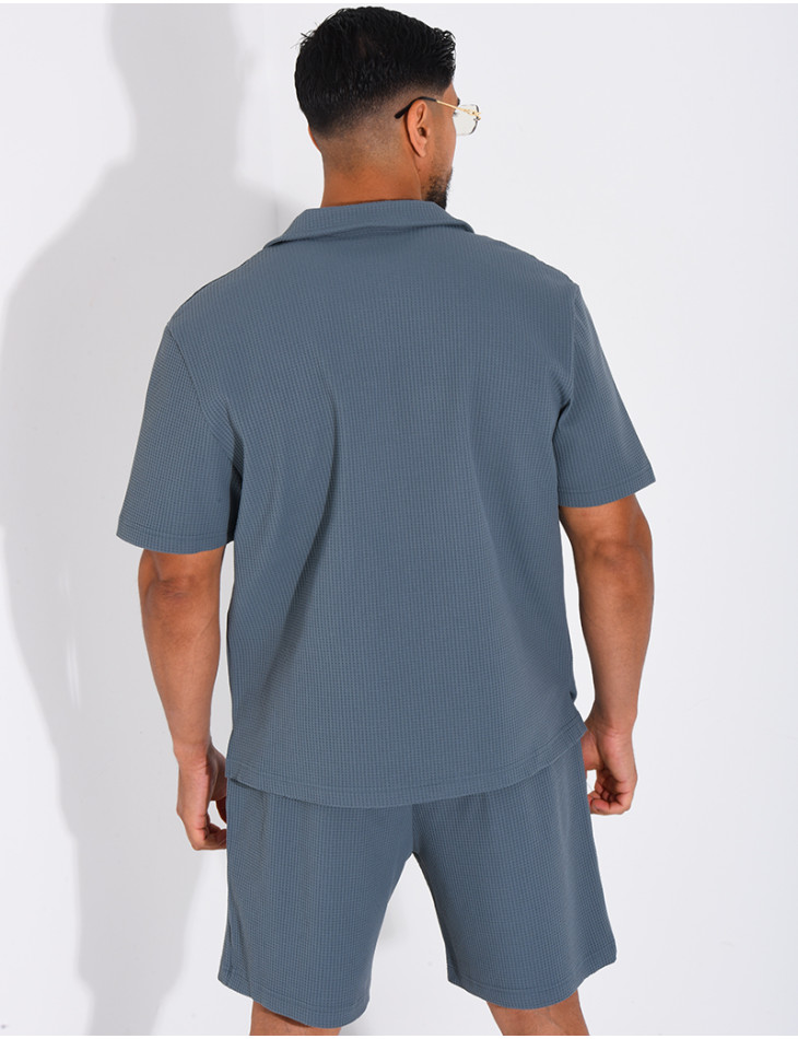 Ensemble gaufré short et chemise
