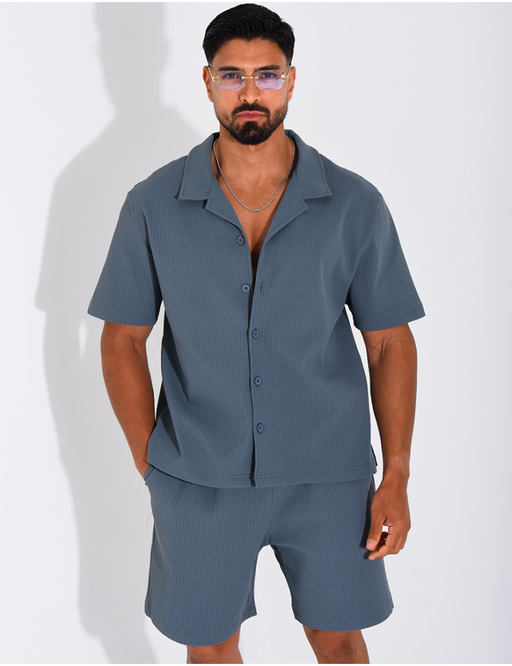 Ensemble gaufré short et chemise