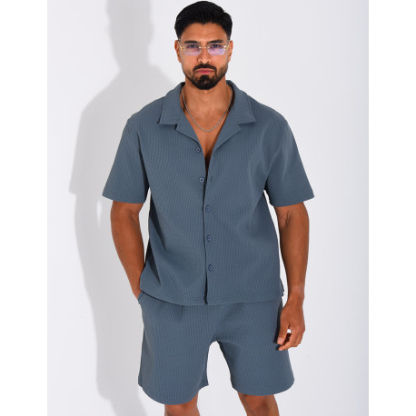 Ensemble gaufré short et chemise