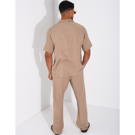 Ensemble fin pantalon et chemise manches courtes