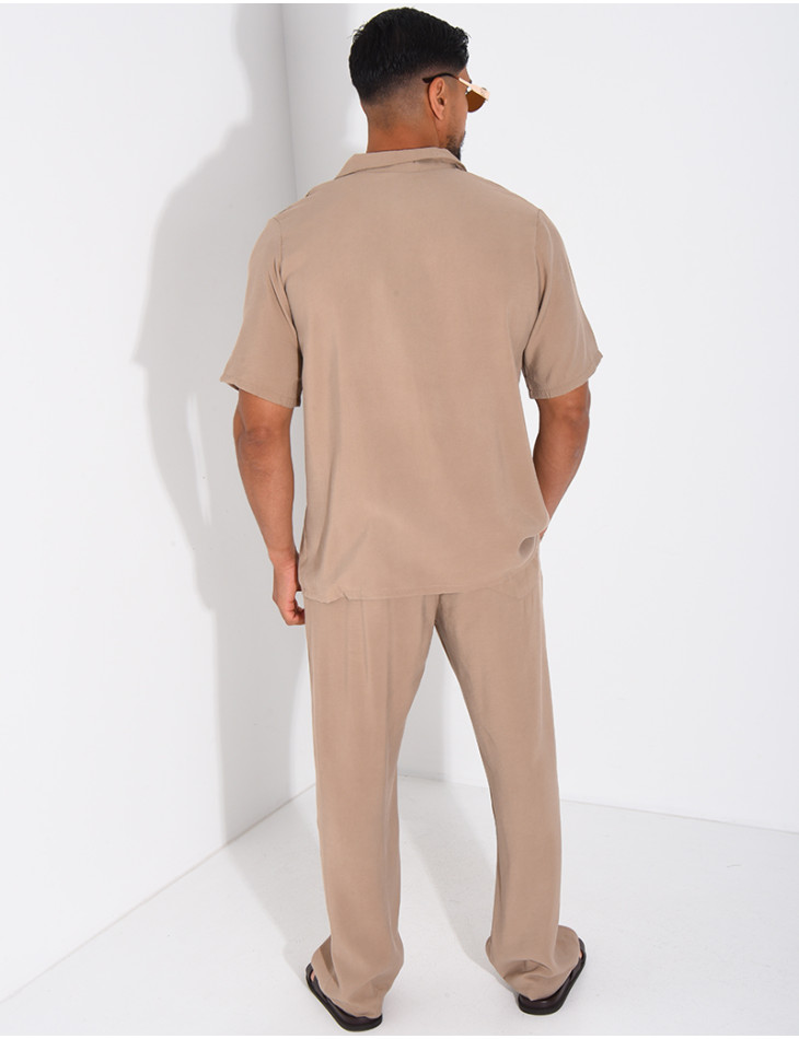 Ensemble fin pantalon et chemise manches courtes