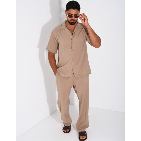 Ensemble fin pantalon et chemise manches courtes