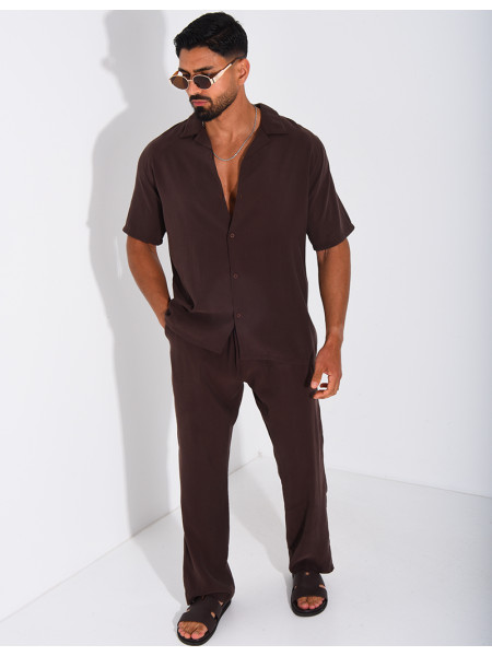 Ensemble fin pantalon et chemise manches courtes