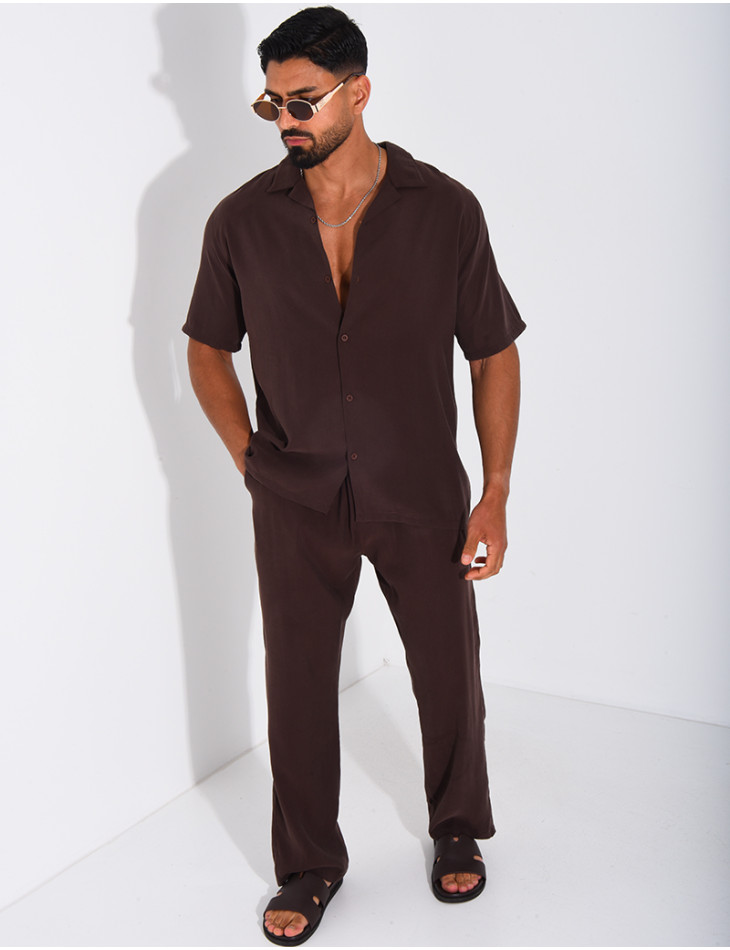 Ensemble fin pantalon et chemise manches courtes