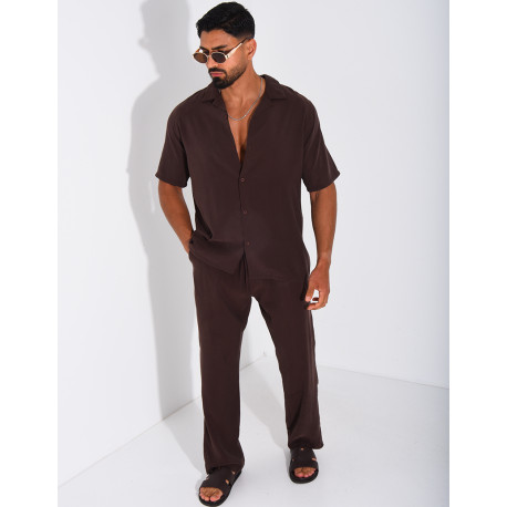 Ensemble fin pantalon et chemise manches courtes