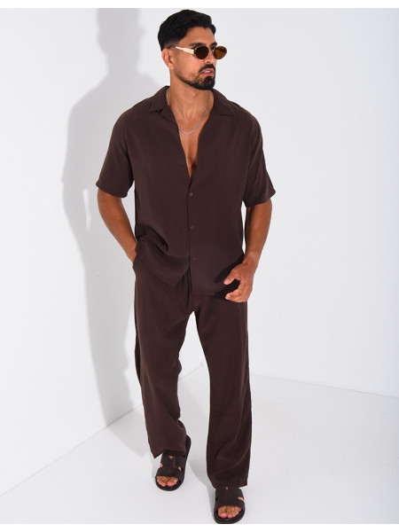 Ensemble fin pantalon et chemise manches courtes