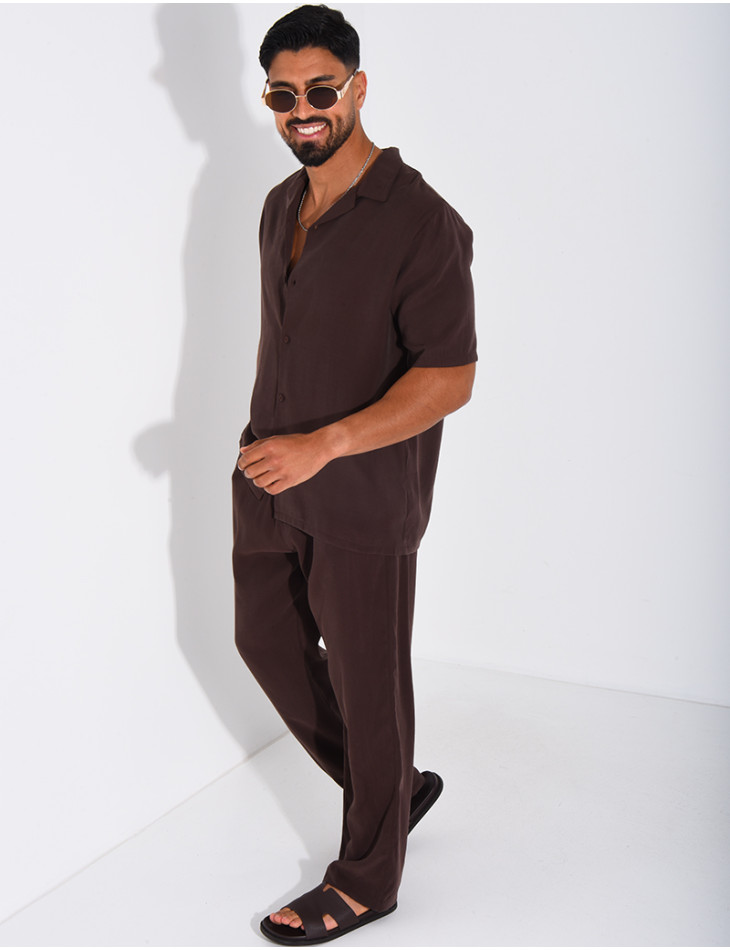 Ensemble fin pantalon et chemise manches courtes