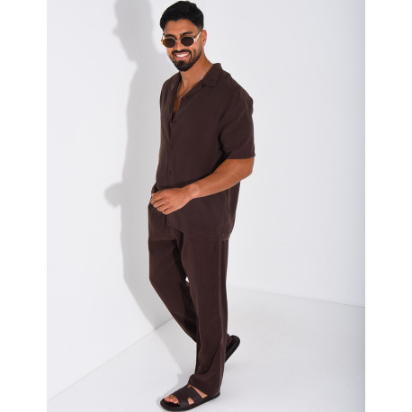 Ensemble fin pantalon et chemise manches courtes