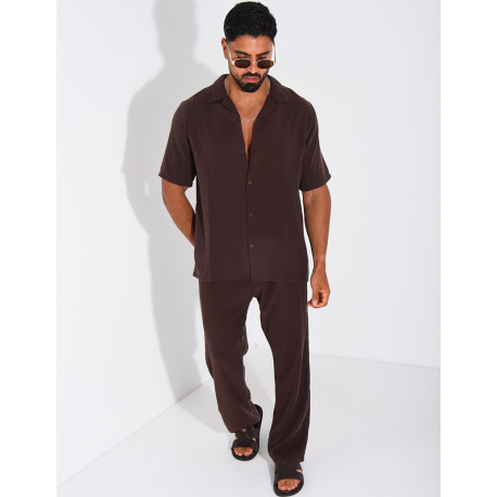 Ensemble fin pantalon et chemise manches courtes