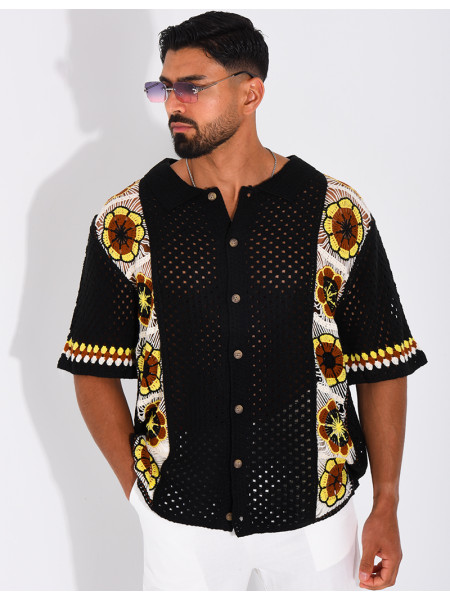 Chemise ajourée à motifs