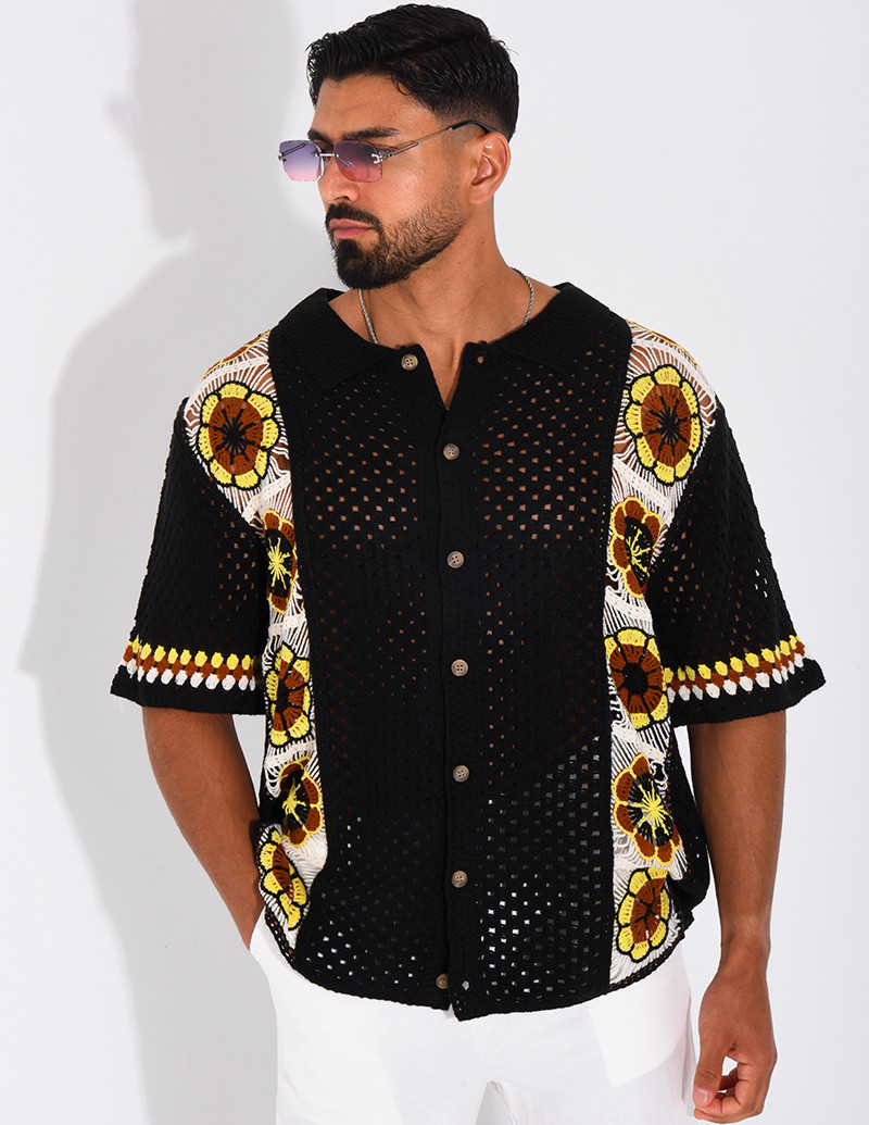Chemise ajourée à motifs