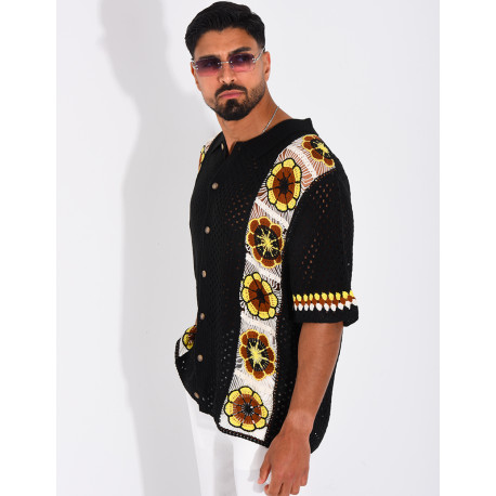 Chemise ajourée à motifs