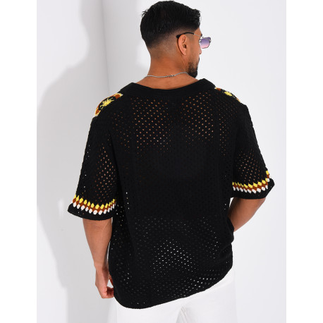 Chemise ajourée à motifs
