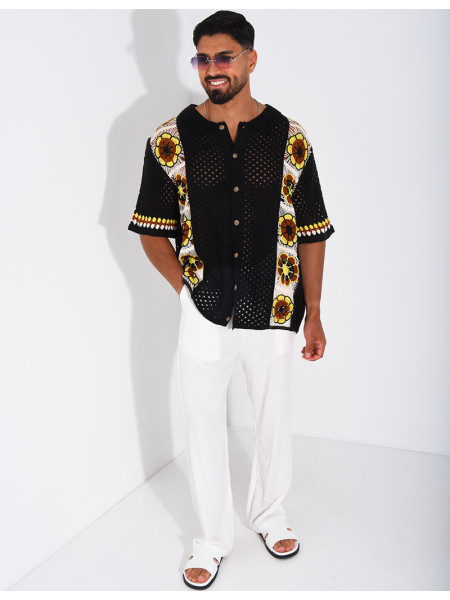 Chemise ajourée à motifs