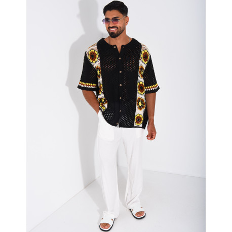 Chemise ajourée à motifs