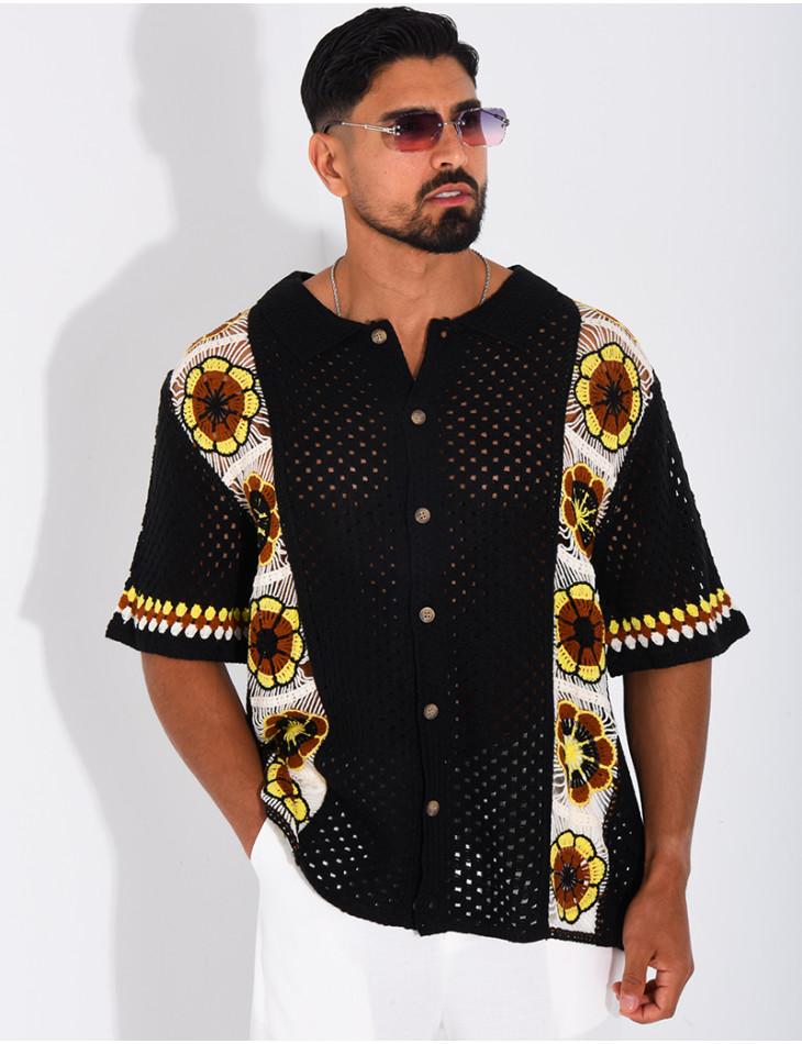 Chemise ajourée à motifs