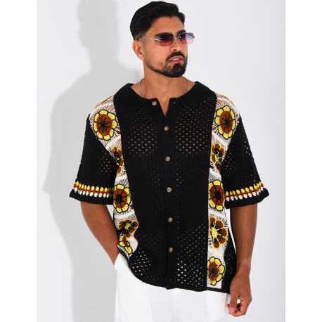 Chemise ajourée à motifs