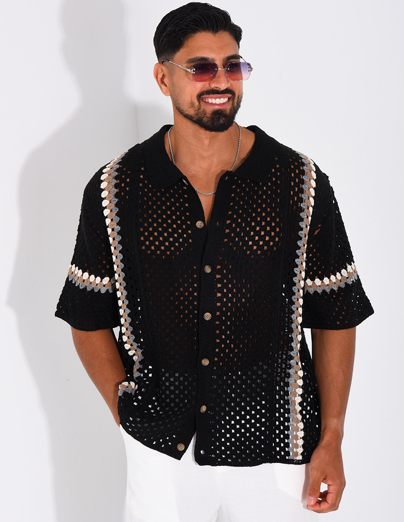 Chemise ajourée à motifs