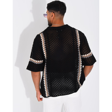 Chemise ajourée à motifs