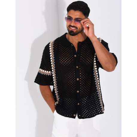 Chemise ajourée à motifs
