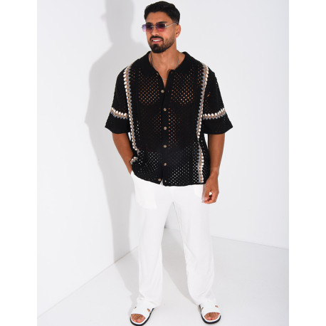 Chemise ajourée à motifs