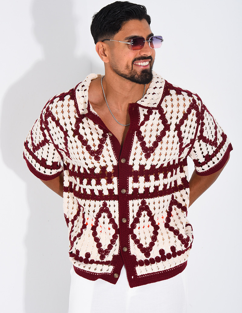 Chemise ajourée à motifs