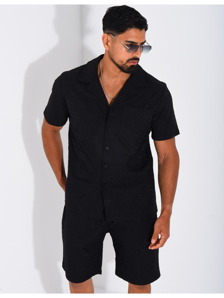 Ensemble short et chemise à motifs en relief