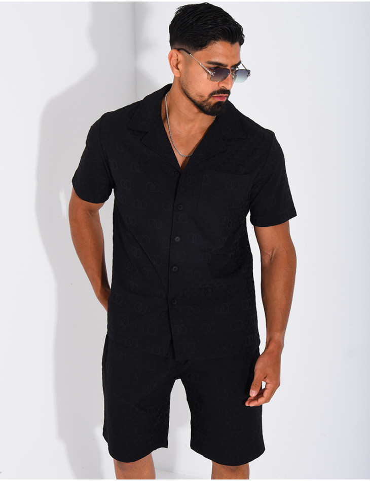 Ensemble short et chemise à motifs en relief