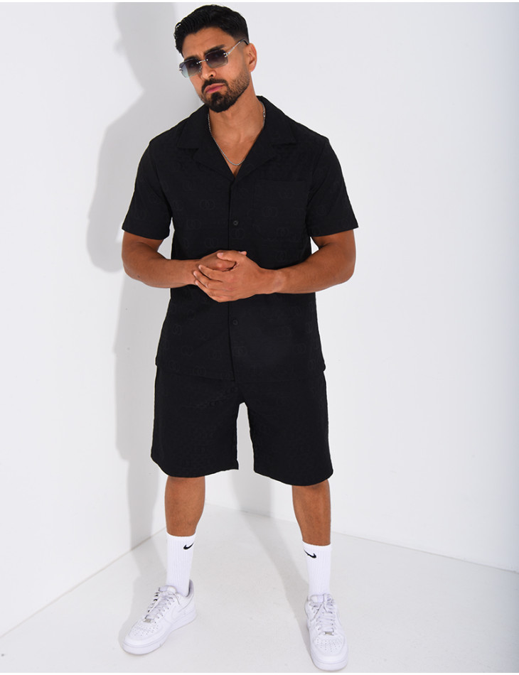 Ensemble short et chemise à motifs en relief