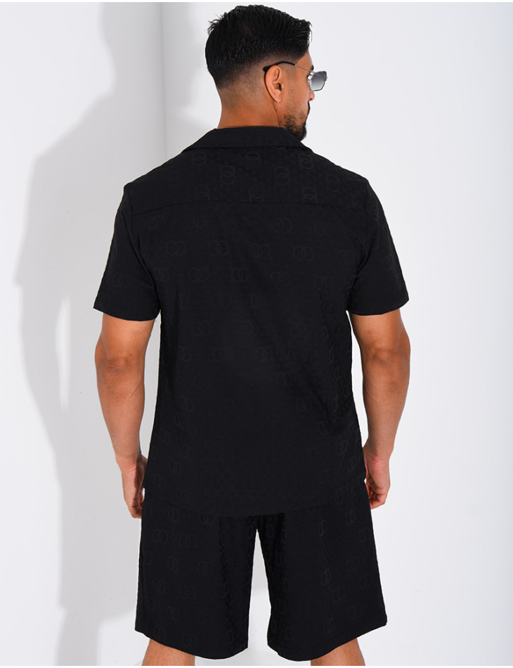 Ensemble short et chemise à motifs en relief