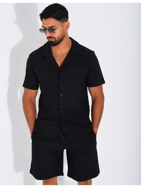 Ensemble short et chemise à motifs en relief