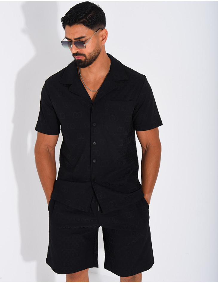 Ensemble short et chemise à motifs en relief