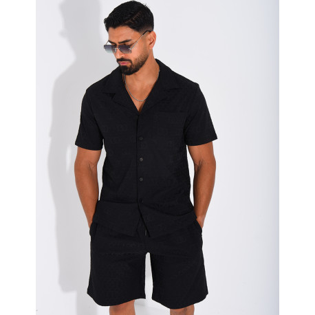 Ensemble short et chemise à motifs en relief