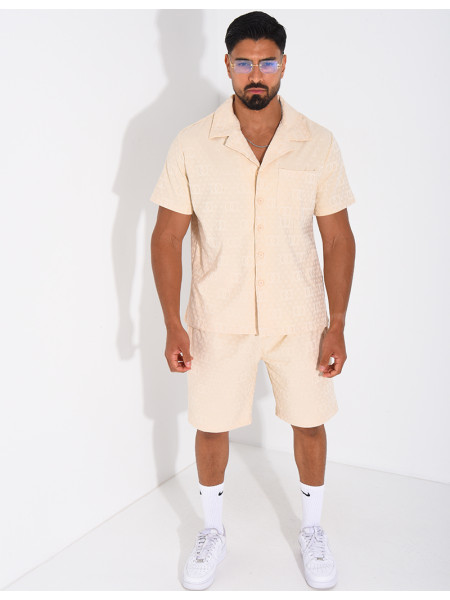 Ensemble short et chemise à motifs en relief
