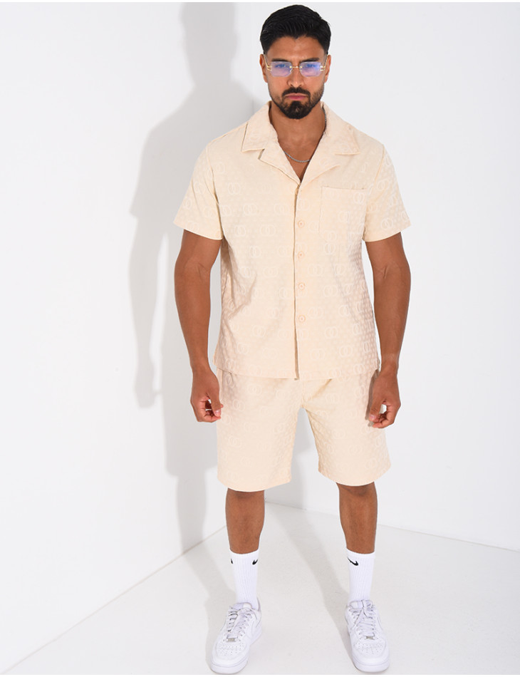 Ensemble short et chemise à motifs en relief