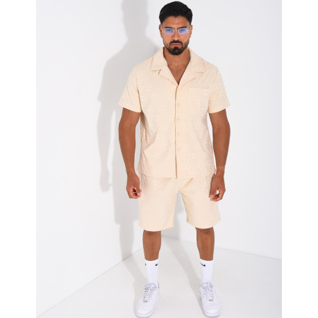 Ensemble short et chemise à motifs en relief
