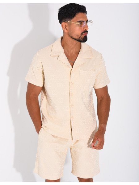 Ensemble short et chemise à motifs en relief