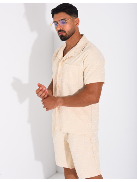 Ensemble short et chemise à motifs en relief