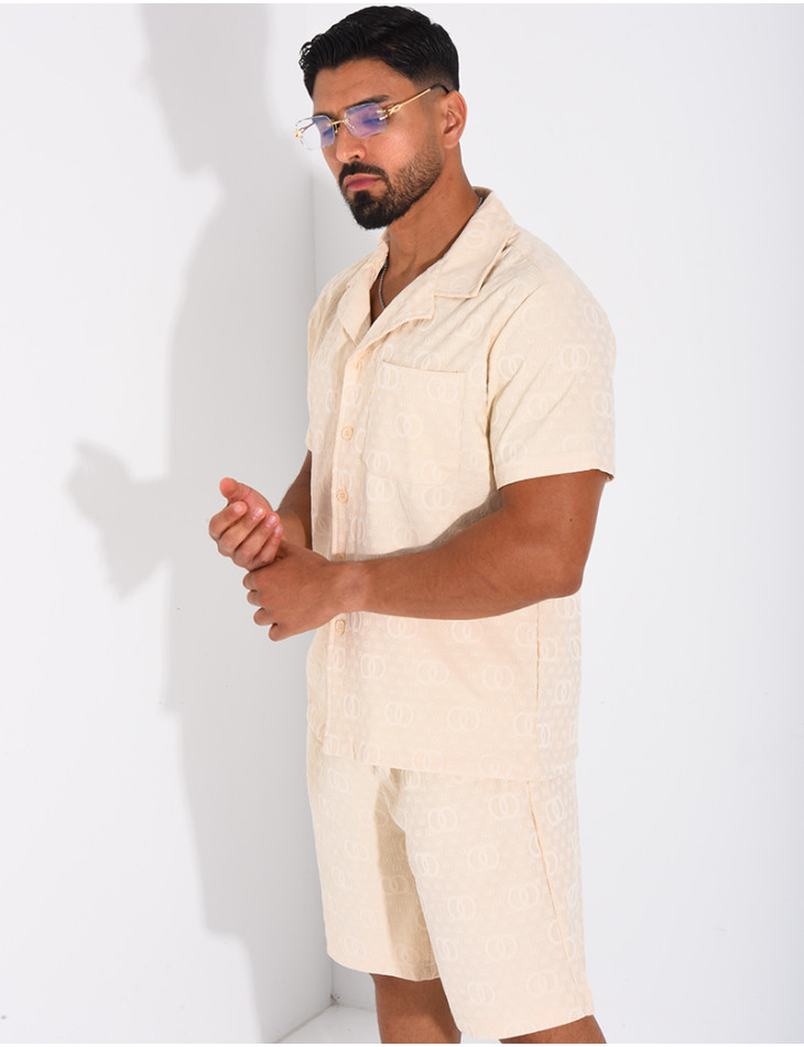 Ensemble short et chemise à motifs en relief