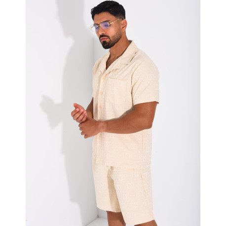 Ensemble short et chemise à motifs en relief