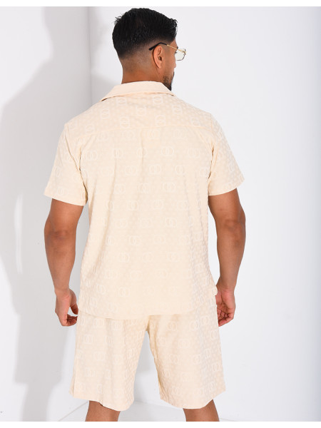 Ensemble short et chemise à motifs en relief
