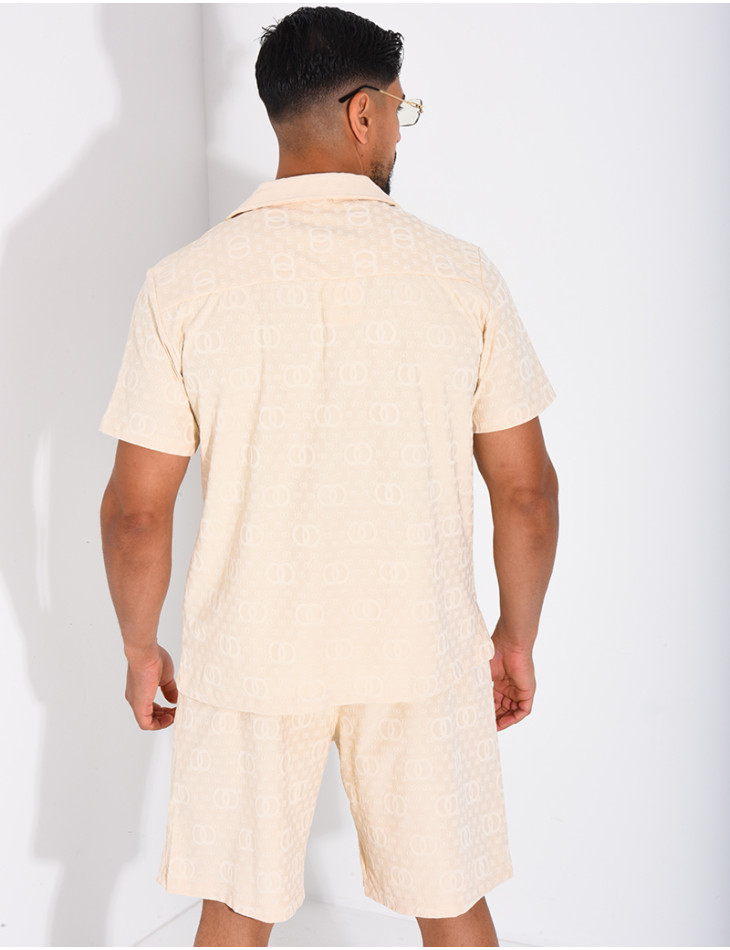 Ensemble short et chemise à motifs en relief